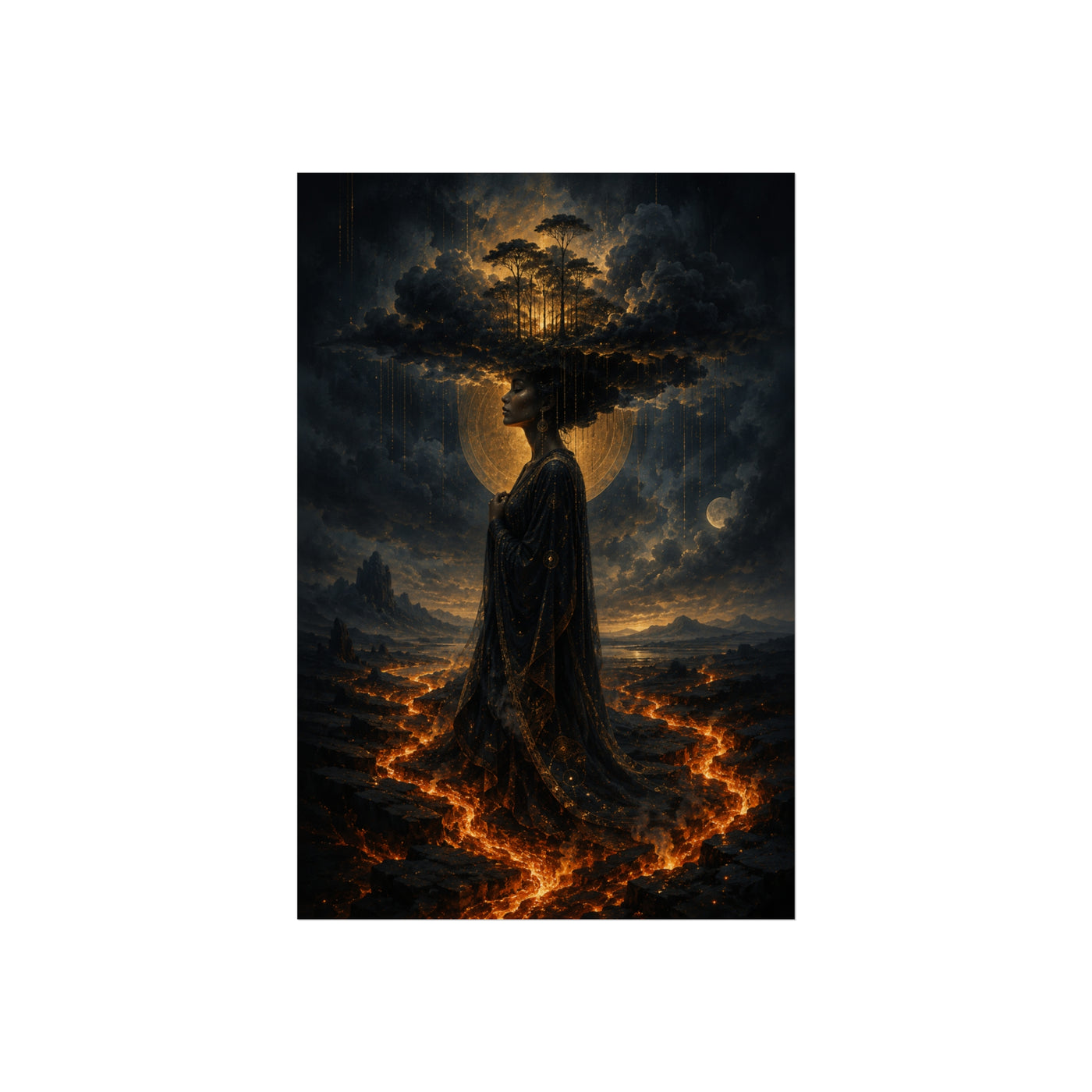 Rooted Flame Tree Figure Print